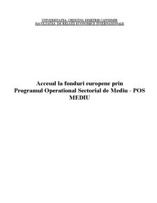 Accesul la fonduri europene prin Programul Operațional Sectorial de Mediu - POS Mediu - Pagina 1