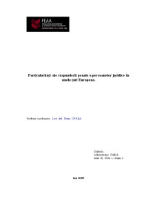 Particularități ale Răspunderii Penale a Persoanelor Juridice în Unele Țări Europene - Pagina 1