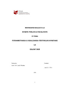 Monografie realizată la Bugete Publice și Fiscalitate cu tema - fundamentarea și realizarea veniturilor bugetare la Rajac Iași - Pagina 1