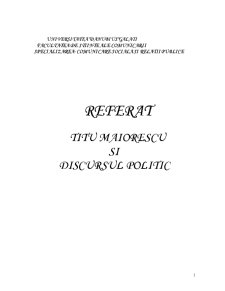 Titu Maiorescu și Discursul Politic - Pagina 1