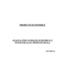 Analiza Indicatorilor Echilibrului Financiar la SC PRODCONTAB SA - Pagina 1