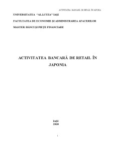 Activitatea Bancară de Retail în Japonia - Pagina 1