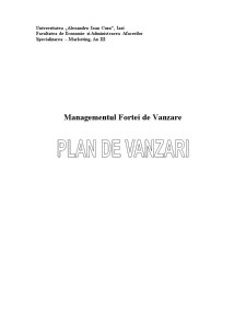 Plan de vânzare - managementul forței de vânzare - Pagina 1