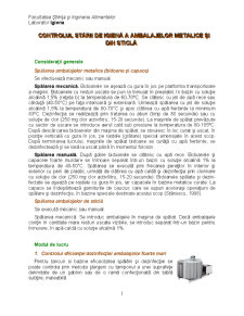Controlul stării de igienă a ambalajelor metalice și din sticlă - Pagina 1