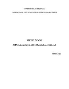 Managementul Resurselor Materiale - Fresh Cosmetics - Pagina 1