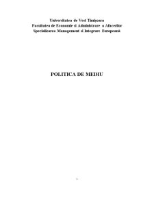 Politică de mediu în UE - România - Pagina 1