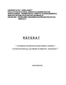 Considerații privind răspunderea juridică contravențională de mediu în dreptul românesc - Pagina 1