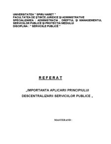 Importanța aplicării principiului descentralizării serviciilor publice - Pagina 1
