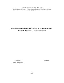 Guvernarea Corporativă - Ultima Grijă a Companiilor Listate la Bursa de Valori București - Pagina 1