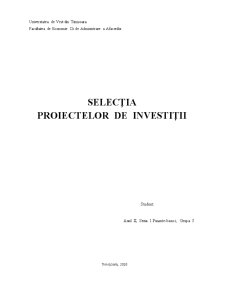 Selecția Proiectelor de Investiții - Pagina 1