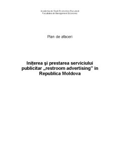 Inițierea și prestarea serviciului publicitar restroom advertising în Republica Moldova - Pagina 1