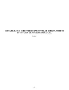Contabilitatea Cheltuielilor, Veniturilor și Rezultatelor în Unitatea SC Nicolzoe Impex SRL - Pagina 1