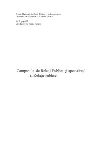 Campaniile de Relații Publice și Specialistul în Relații Publice - Pagina 1