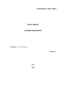 Proiect didactic - economia întreprinderii - organizarea procesuală a întreprinderii - Pagina 1