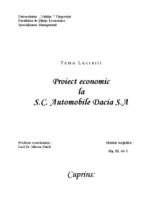 Proiect Economic SC Automobile Dacia SA - Pagina 1