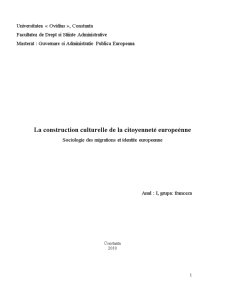 La Construction Culturelle de la Citoyennete Europeenne - Pagina 1