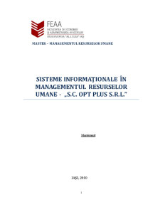 Sisteme informaționale în managementul resurselor umane - SC Opt Plus SRL - Pagina 3