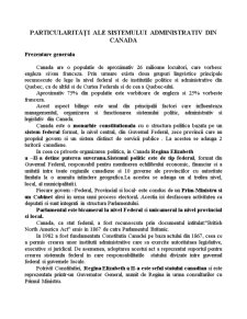 Particularități ale Sistemului Administrativ din Canada - Pagina 1