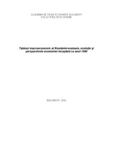 Tablou macroeconomic al României - evaluare, evoluție și perspectivele economiei începând cu anul 1990 - Pagina 1