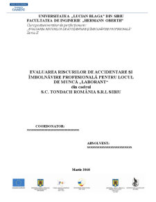 Evaluarea riscurilor de accidentare și îmbolnăvire profesională pentru locul de muncă laborant din cadrul SC Tondach România SRL Sibiu - Pagina 2