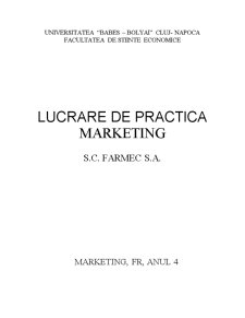 Lucrare de practică la SC Farmec SA - Pagina 1