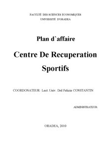 Plan D`Affaire - Centre de Recuperation Sportifs - Pagina 1