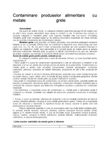 Contaminarea Produselor Alimentare cu Metale Grele - Pagina 1