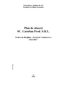 Plan de Afaceri SC CarnSan Prod SRL - Pagina 1