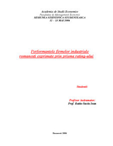 Performanțele firmelor industriale românești exprimate prin prisma rating-ului - Pagina 1