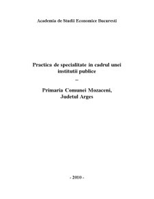 Practică de specialitate în cadrul unei instituții publice - Primăria Comunei Mozaceni, Județul Argeș - Pagina 1