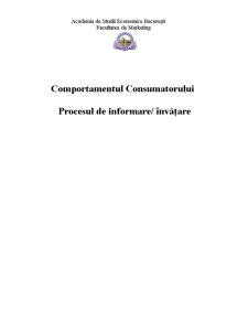 Comportamentul consumatorului - procesul de informare-invățare - Pagina 1