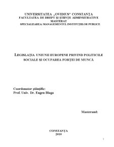 Legislația Uniunii Europene privind Politicile Sociale și Ocuparea Forței de Muncă - Pagina 1
