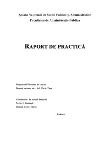Raport de practică - Primăria Sectorului Nr 3 București - Pagina 1
