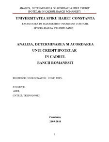 Analiza, determinarea și acordarea unui credit ipotecar în cadrul Băncii Românești - Pagina 1