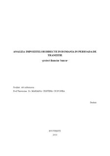 Analiza impozitelor directe în România în perioada de tranziție - Pagina 1