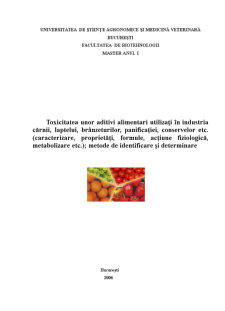 Toxicitatea unor aditivi alimentari utilizați în industria cărnii, laptelui, brânzeturilor, panificației, conservelor - Pagina 1