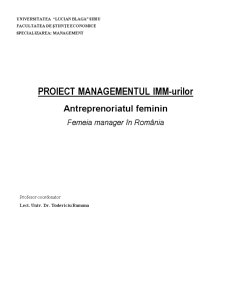 Antreprenoriatul Feminin - Femeia Manager în România - Pagina 1