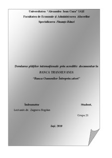 Derularea Plăților Internaționale prin Acreditiv Documentar la Banca Transilvania - Pagina 1