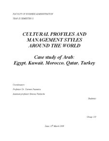 Cultural Profiles and Management Styles Around The World - Egypt, Kuwait, Morocco, Qatar, Turkey - Pagina 1