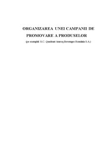 Organizarea unei Campanii de Promovare a Produselor pe Exemplul SC Quadrant Amroq Beverages Romnia SA - Pagina 1