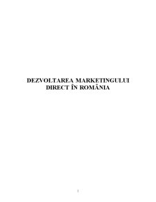 Dezvoltarea Marketingului Direct în România - Pagina 1