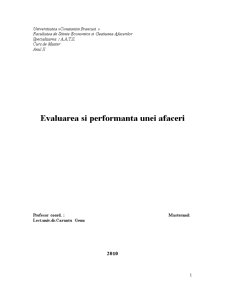 Evaluarea și performanța unei afaceri - Pagina 1