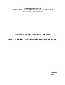 Standardul internațional de contabilitate IAS 21 - efectele variației cursurilor de schimb valutar - Pagina 1