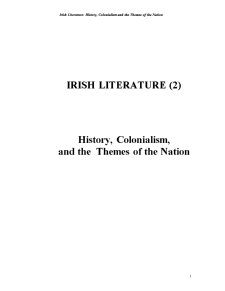 Irish Literature - History, Colonialism and The Themes of The Nation - Pagina 1