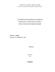 Contribuția investițiilor străine în servicii de consultanță asupra dezvoltării economiei României - Pagina 1