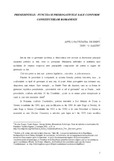 Președintele - funcția și prerogativele sale conform constituțiilor românești - Pagina 1