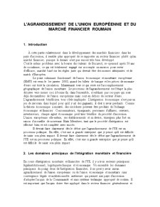 L'Agrandissement de L'Union Europeenne et du Marche Financier Roumain - Pagina 1