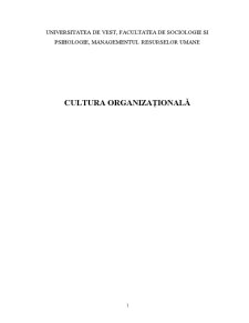 Cultura Organizațională - Pagina 1