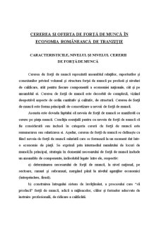 Cererea și Oferta de Forță de Muncă în Economia Românească de Tranziție - Pagina 1