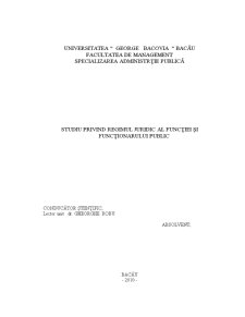 Studiu Privind Regimul Juridic al Funcției și Funcționarului Public - Pagina 1
